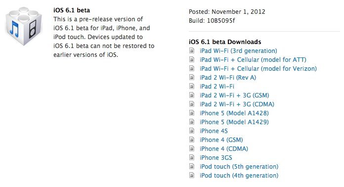 iOS 6.1 beta download