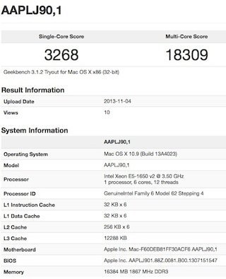 geekbench 6 core mac pro 2013