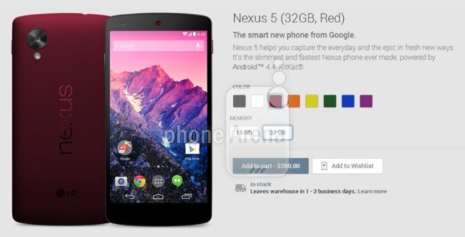 New colour variants google nexus 5