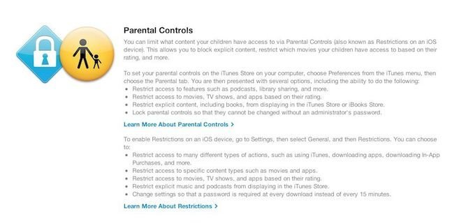 itunes parental controls