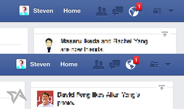 FB notifications icon changes to Asia and Africa