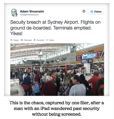 Man staring at iPad causes airport evacuation