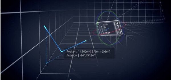 ▲Project Tango手機內有一組 3D 移動偵測，能記錄手機移動的距離和角度 。