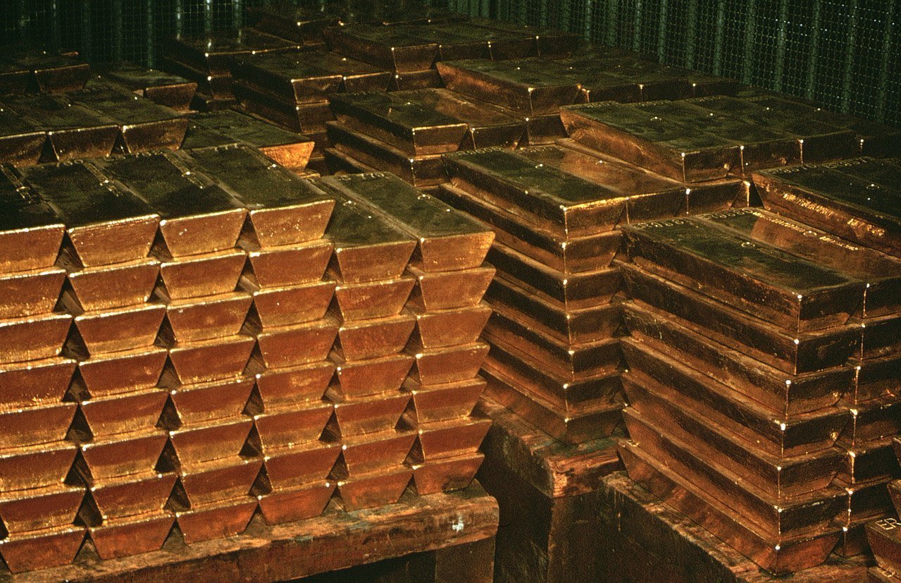 Gold Ingots Sit in a South African Bank Vault