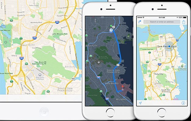 Apple Maps iOS 8 night