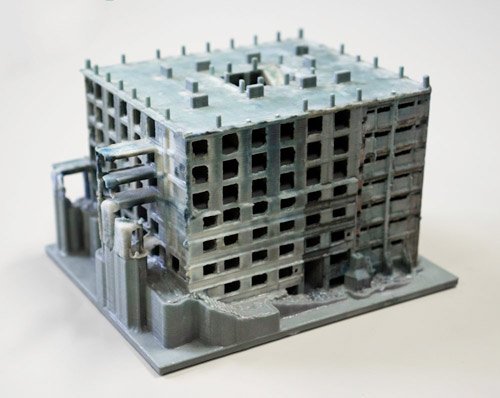 ▲利用 3D 打印打印出部分建築物。