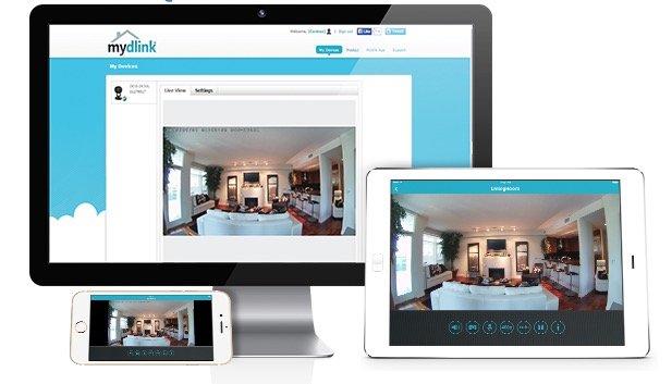 ▲ 「mydlink」App 及雲端服務平台，用手機、平板或電腦遠端觀看家中情況。
