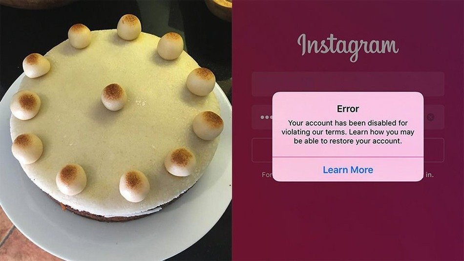 Cake Instagram account suspension