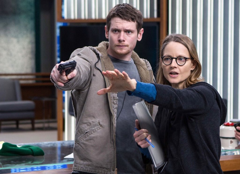 Jack O'Connell and Director Jodie Foster on the set of TriStar Pictures' MONEY MONSTER.