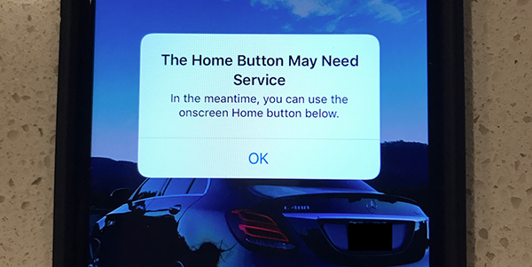 ios 10 warning when iphone 7 home button failed 00