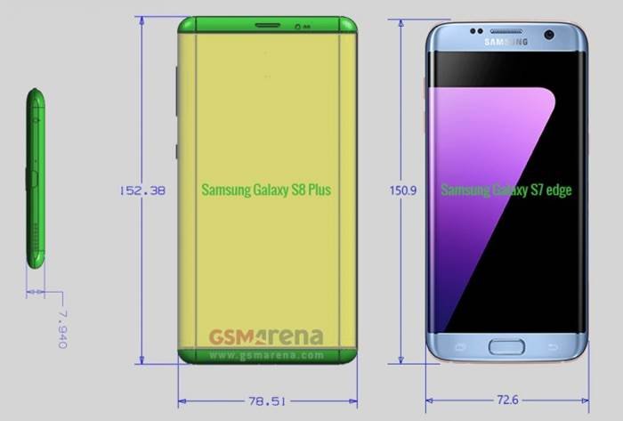 Galaxy S8 Plus dimensions leak