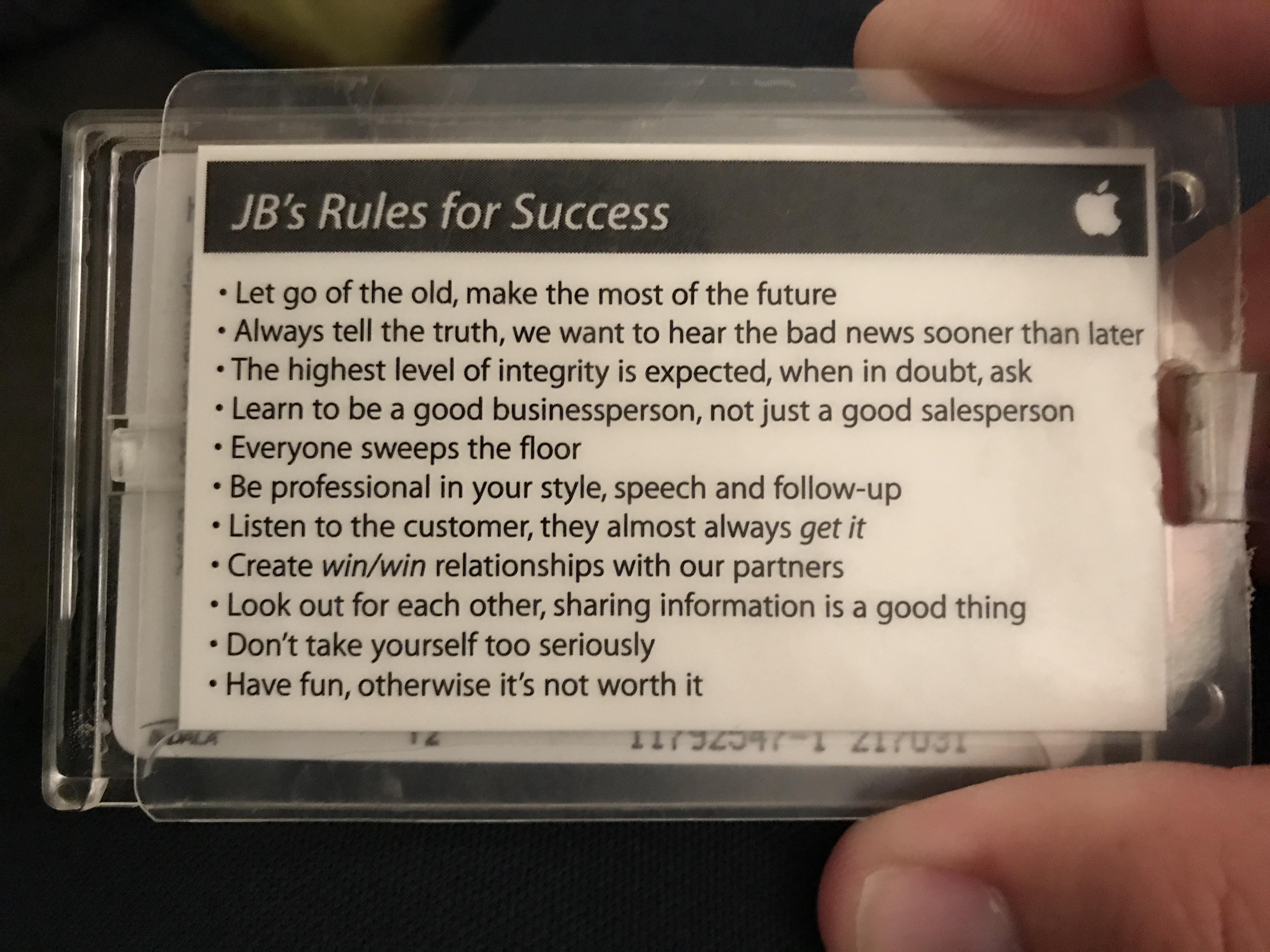 JBs Rule of Success