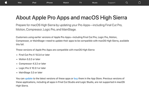 final cut pro for mac 10.3 sierra