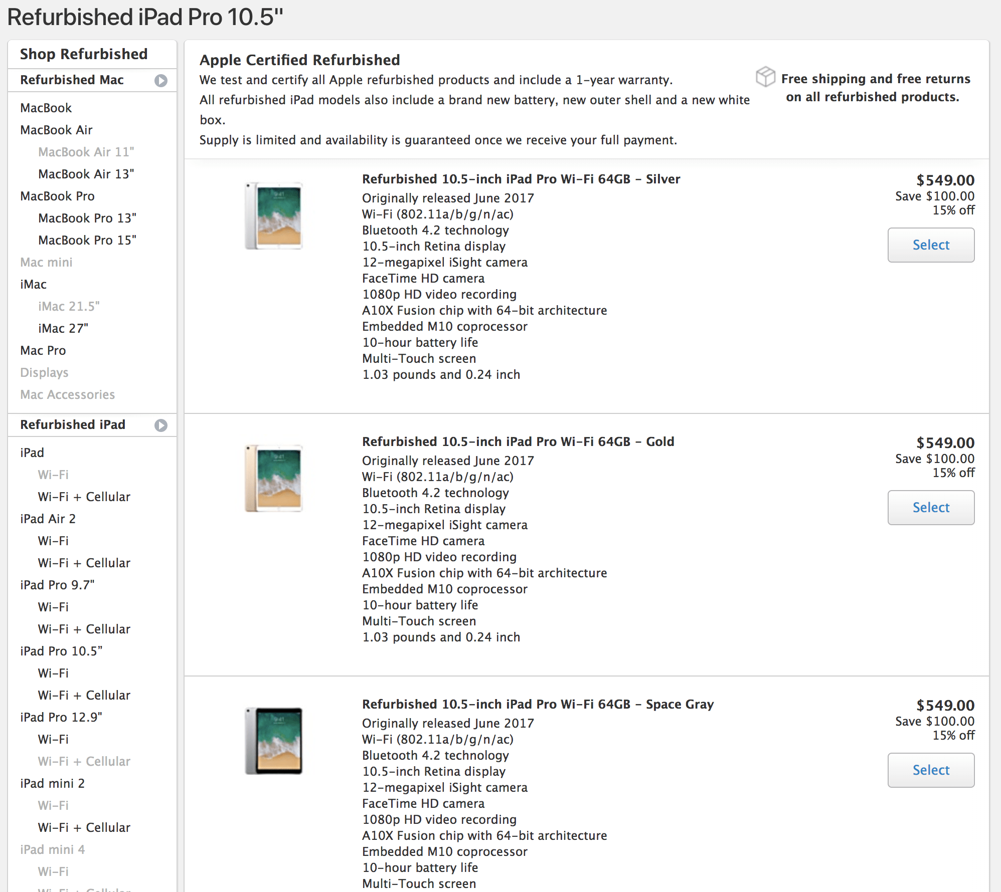 refurbished ipad pro 10 5 are now in us canada aos 01