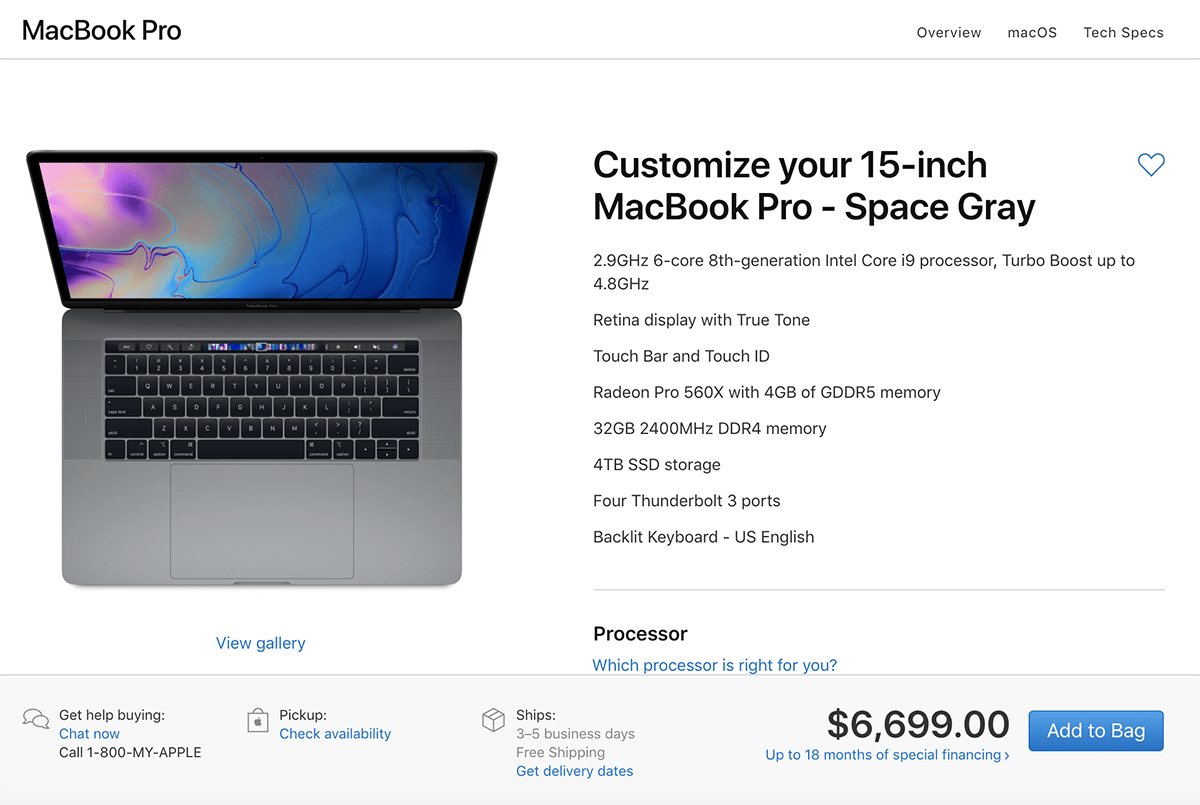 macbook pro 2018 customized is