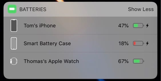 iPhoneX batterycase batterywidget