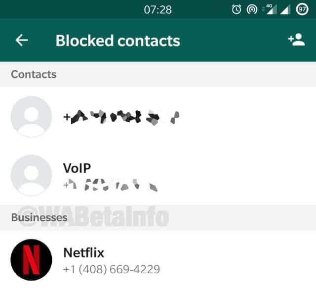 Business Contact Section Android