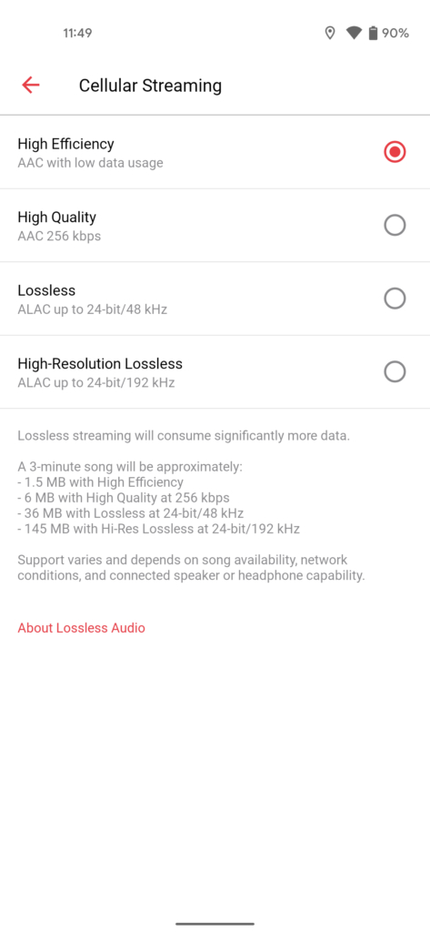 Apple Music Android Spatial Lossless 4