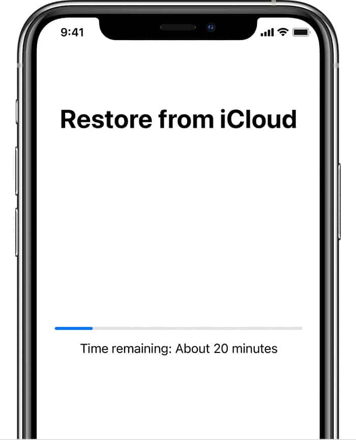 ios14 iphone11 pro setup restore from icloud in progress