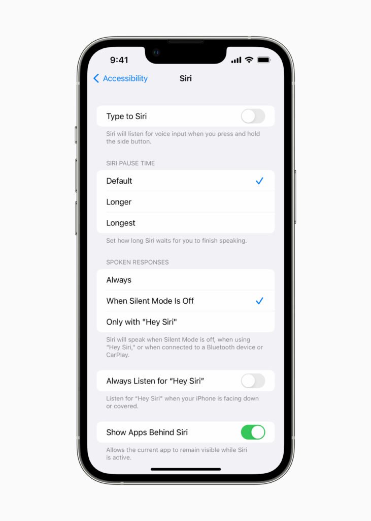 Apple Accessibility OS features 2022 Siri