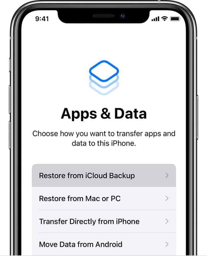 ios14 iphone11 pro setup apps data restore from icloud backup on tap