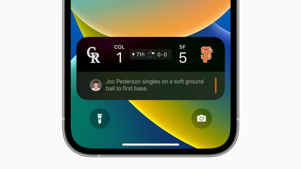 iOS 16 Live Activities Sports MLB