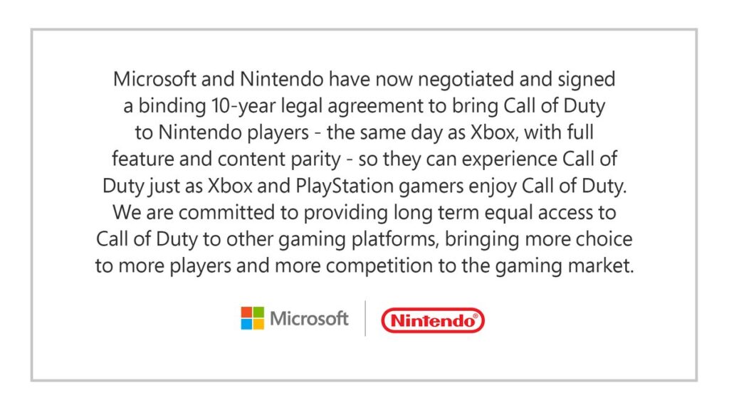 微軟與任天堂簽定 10 年協定　為任天堂玩家提供遊戲