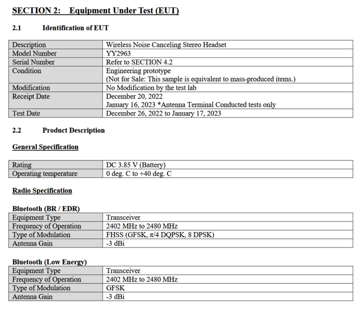 Sony WF 1000XM5 FCC cert