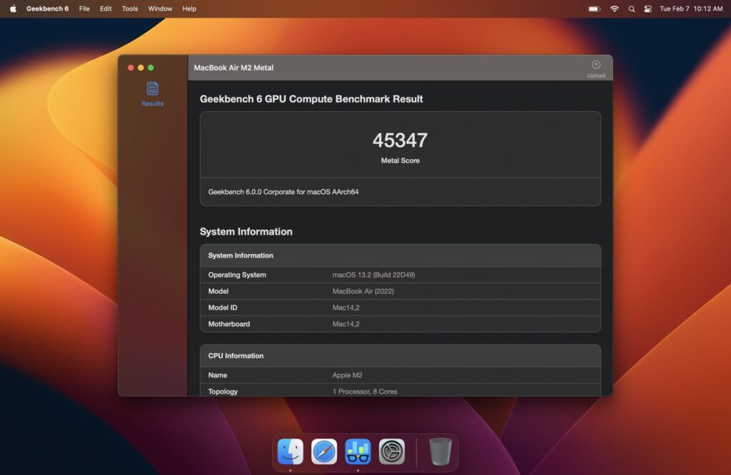 Geekbench 6 支持 macOS 13