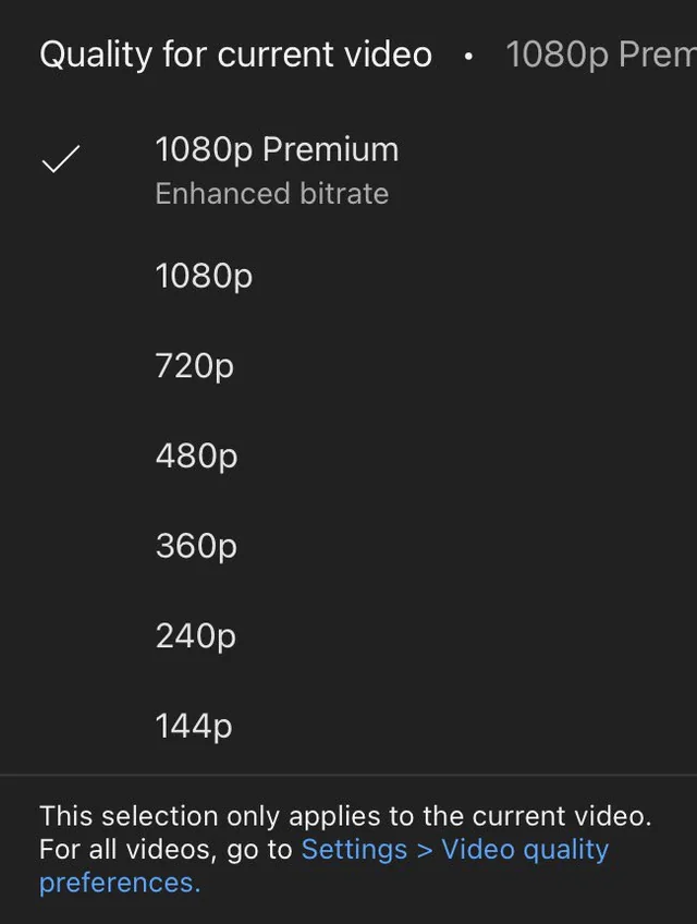 YouTube 測試 1080p Premium 影片