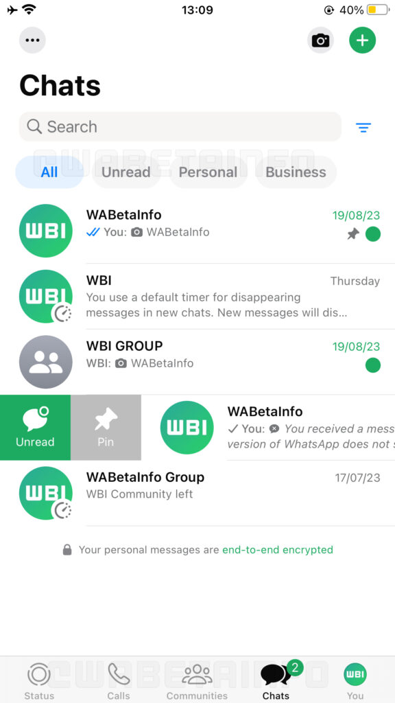 WA NEW INTERFACE GREEN BLACK COLOR FILTER FEATURE IOS