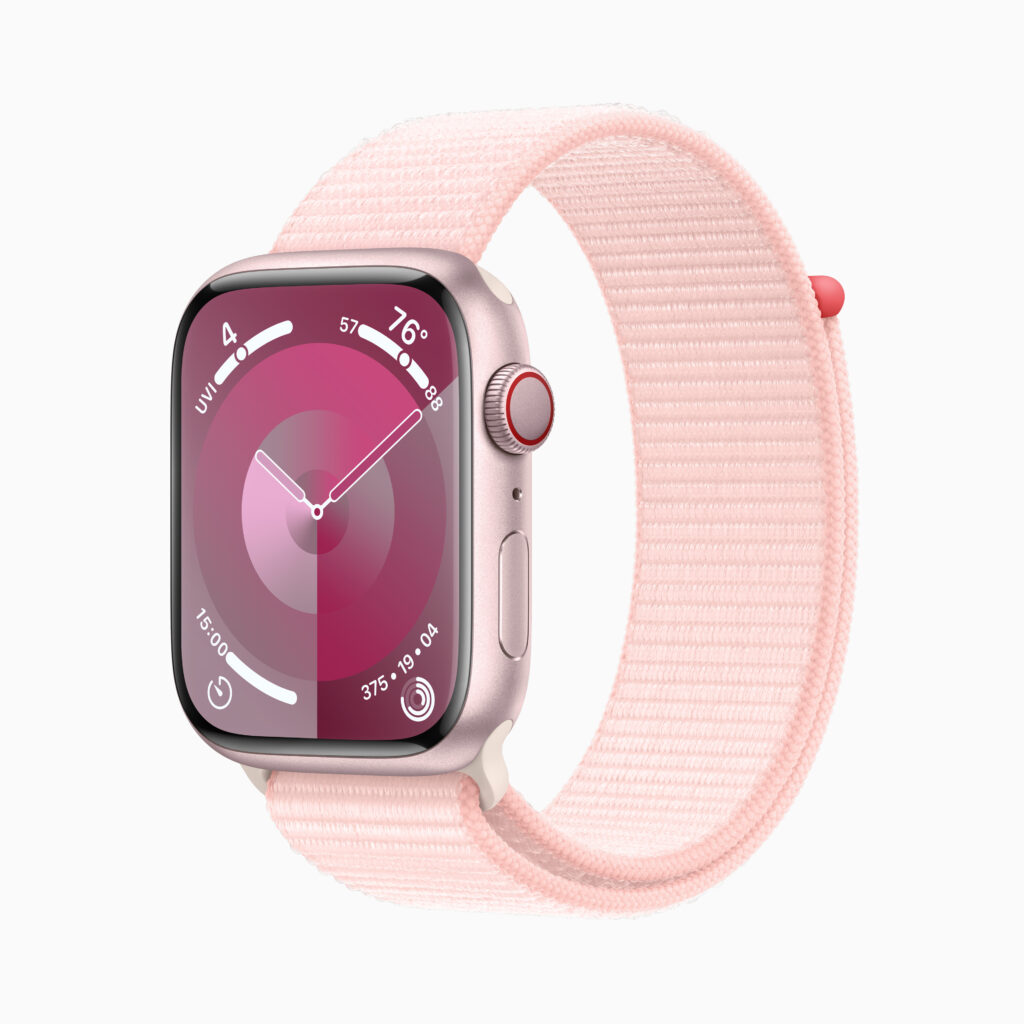 Apple Watch Series 9 pink aluminum Sport Loop pink