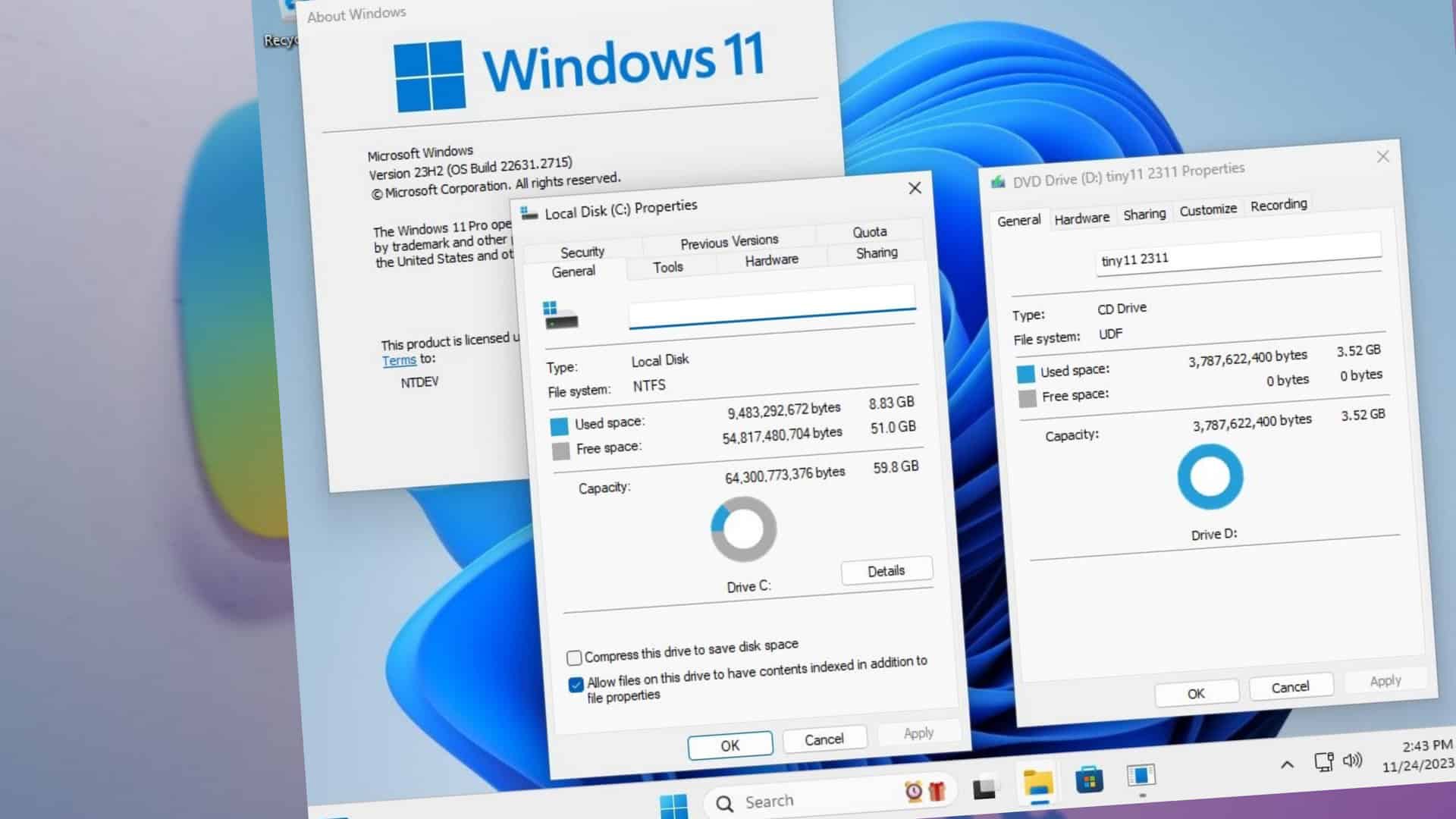 輕量化版 Win 11 – Tiny11 2311 正式推出：只佔 8GB 空間