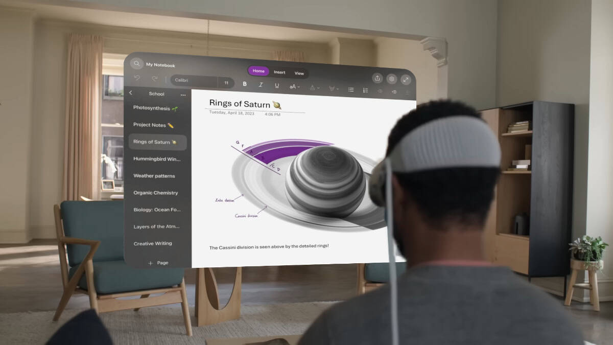 微軟為 Apple Vision Pro 推出 OneNote 應用程式