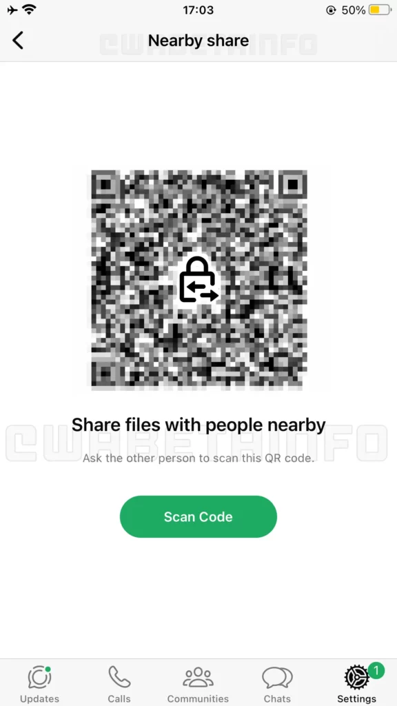 WA PEOPLE NEARBY FILE SHARING QR CODE FEATURE IOS