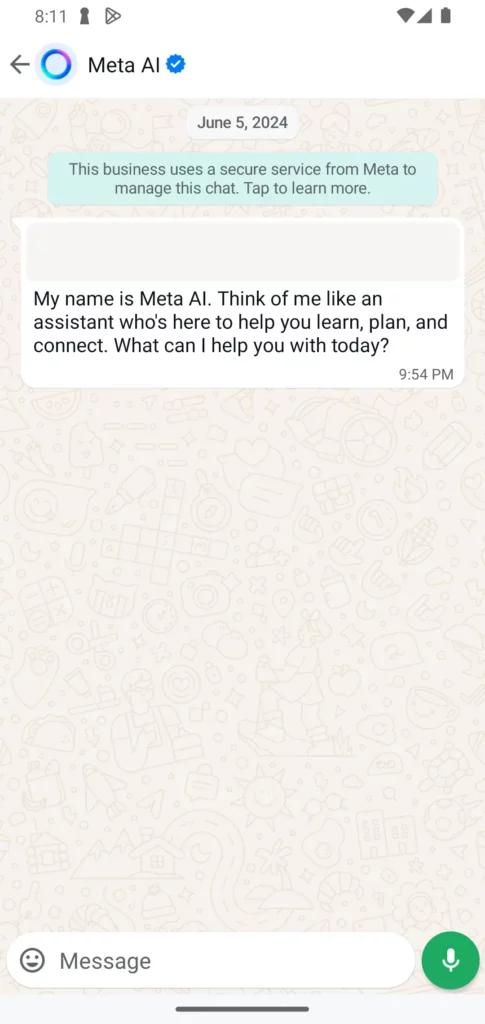 WA SEND VOICE MESSAGE FEATURE META AI CHAT ANDROID