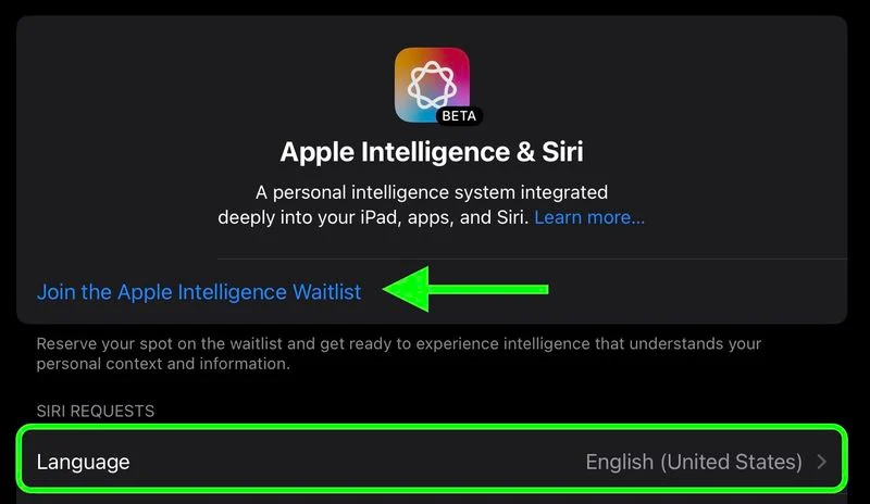 apple intelligence join waitlist 1