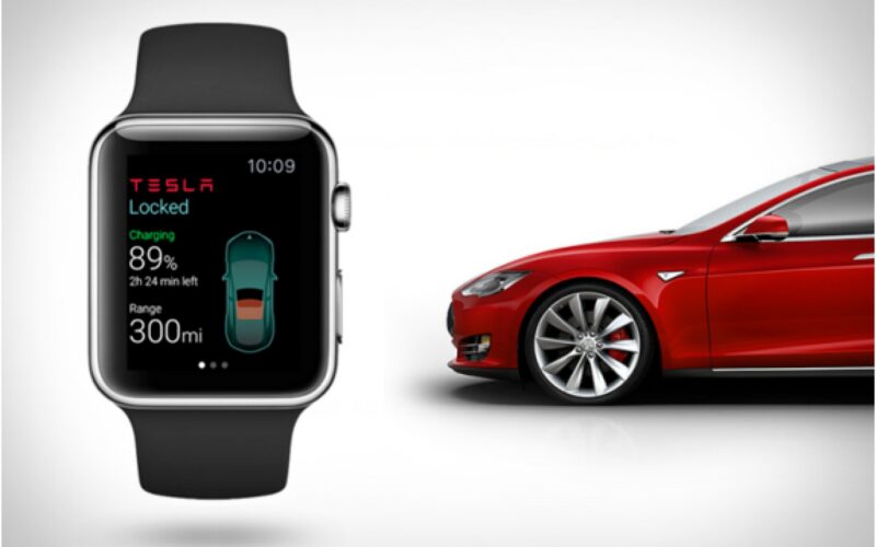 grande tesla apple watch app