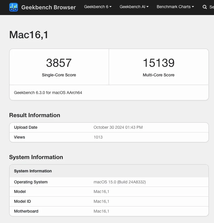 m4 mini geekbench