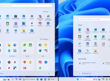 New Start menu vs old Start menu