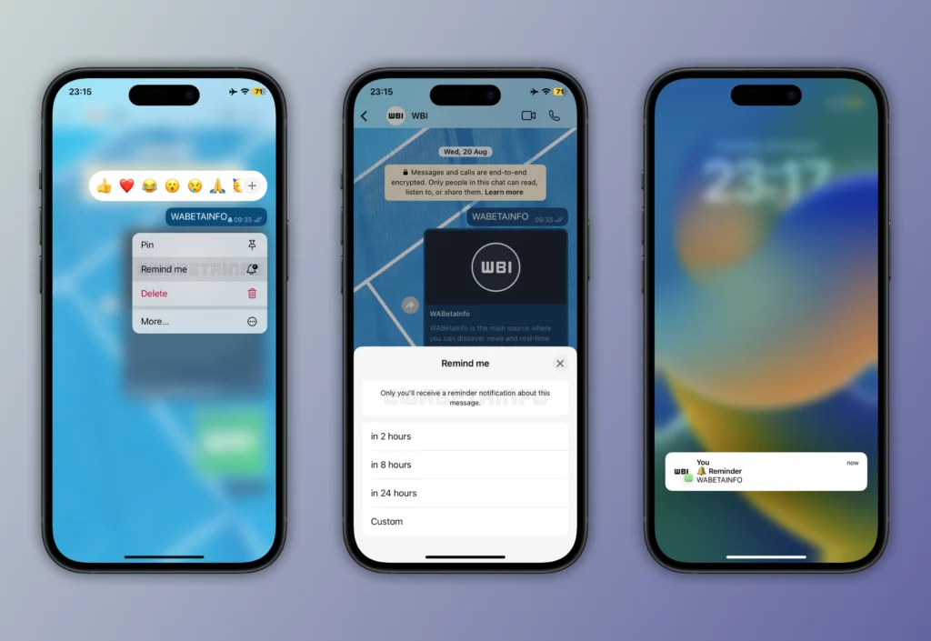 WA NOTIFICATION REMINDERS FOR CHAT MESSAGES FEATURE IOS
