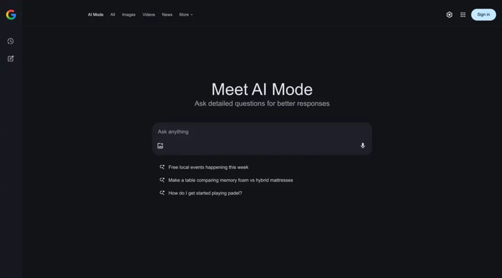 google ai mode desktop