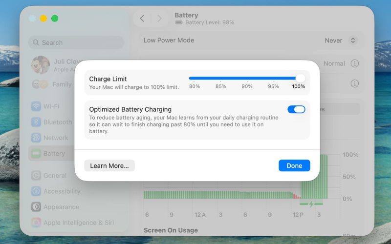 macos 26 4 charge limit