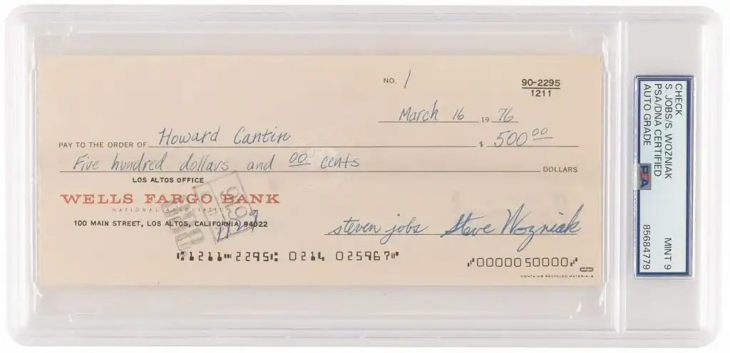 steve jobs cheque