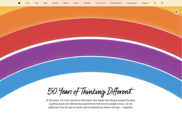 50th anniversary apple homepage