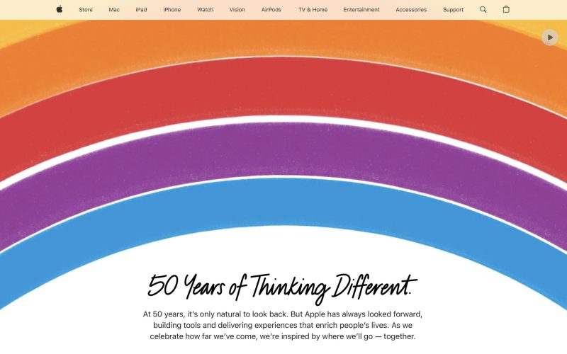 50th anniversary apple homepage