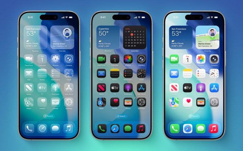 iOS 26 on Three iPhones