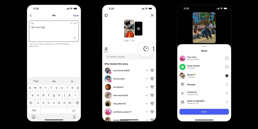 instagram plus features trio