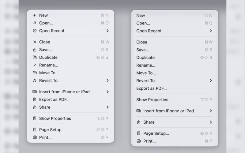 macos 27 vs macos 26 menu item icons 402x scaled 1